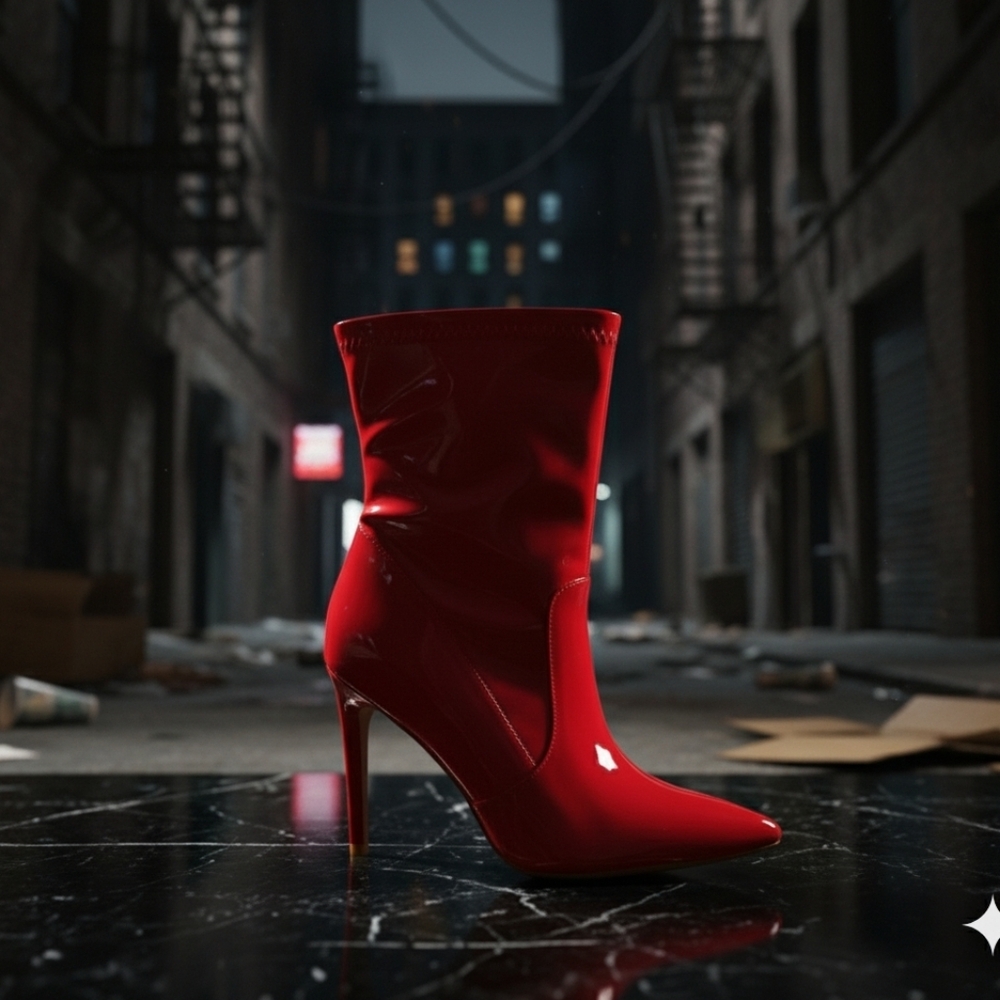 Red Patent Leather Stiletto Boots